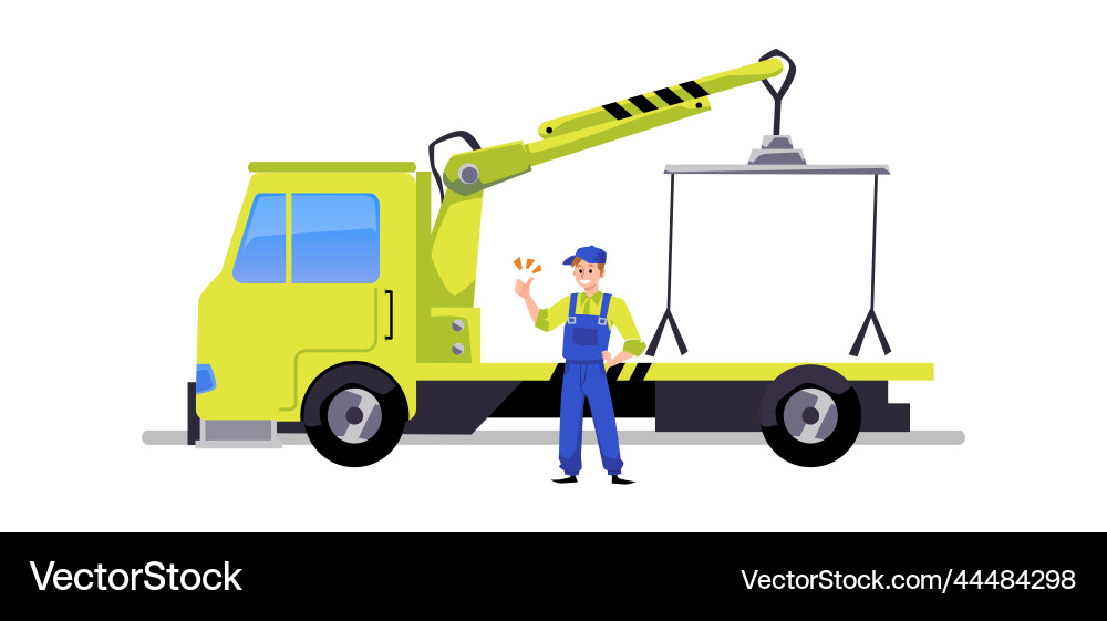 Mechanic showing thumb standing in front of tow Vector Image