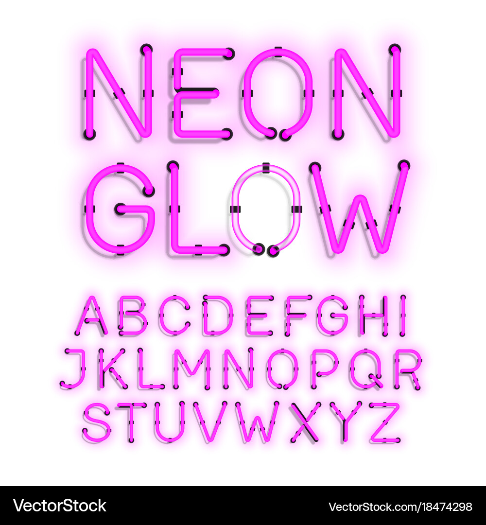 Neon Alphabet Glow Effect Vector Image