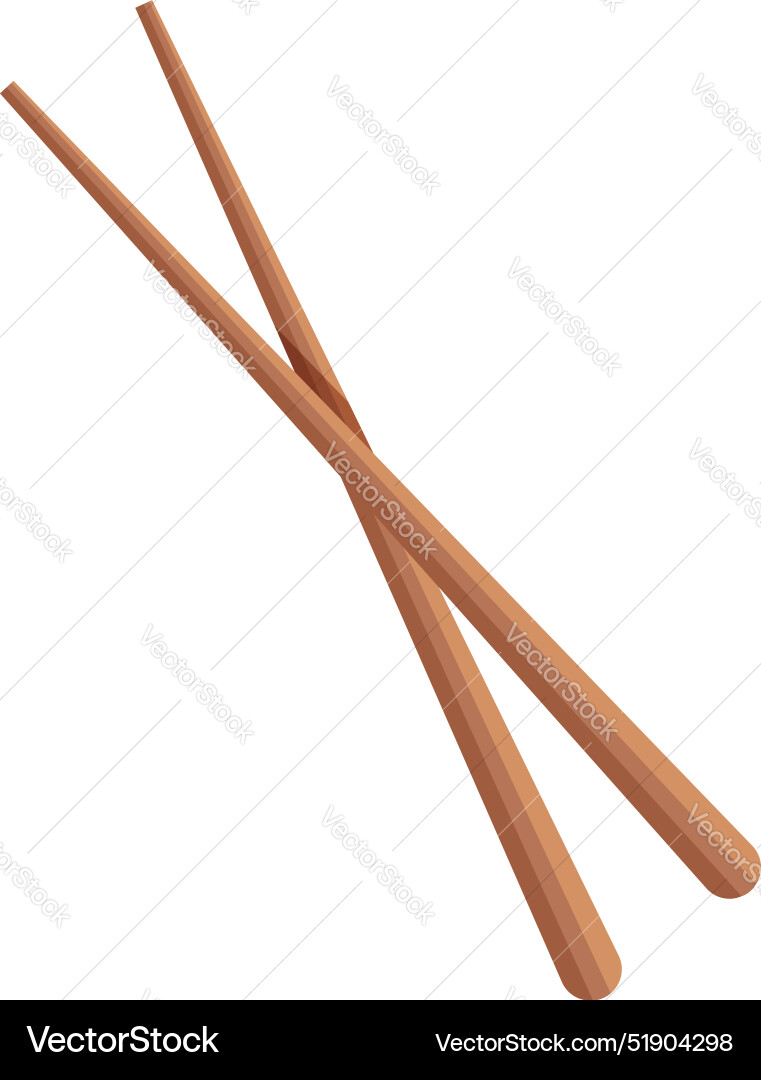 Pair of wooden chopsticks crossing over white Pair of wooden chopsticks crossing over white vector image