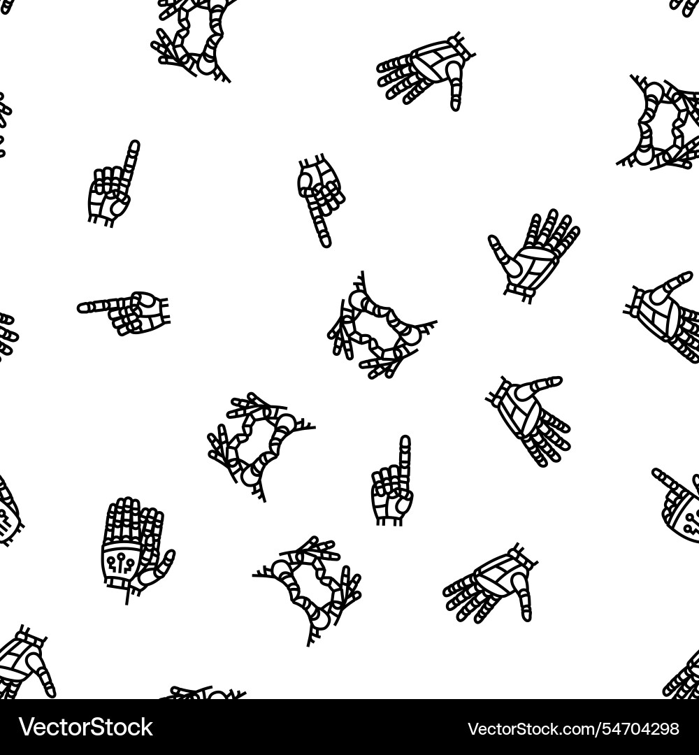 Robot hand gesture ai digital seamless pattern Robot hand gesture ai digital seamless pattern vector image