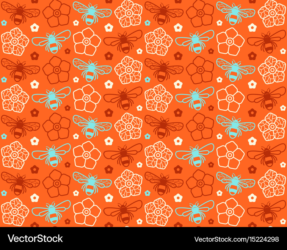 Seamless pattern with image of honey bee vector image