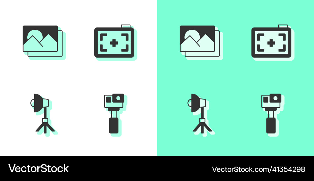 Set action camera photo frame softbox light Vector Image