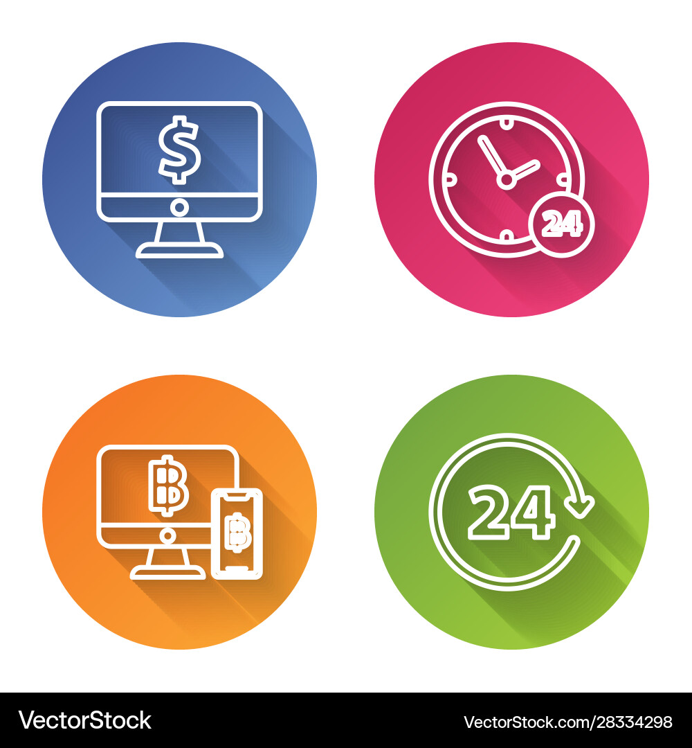 Set line computer monitor with dollar symbol Set line computer monitor with dollar symbol vector image
