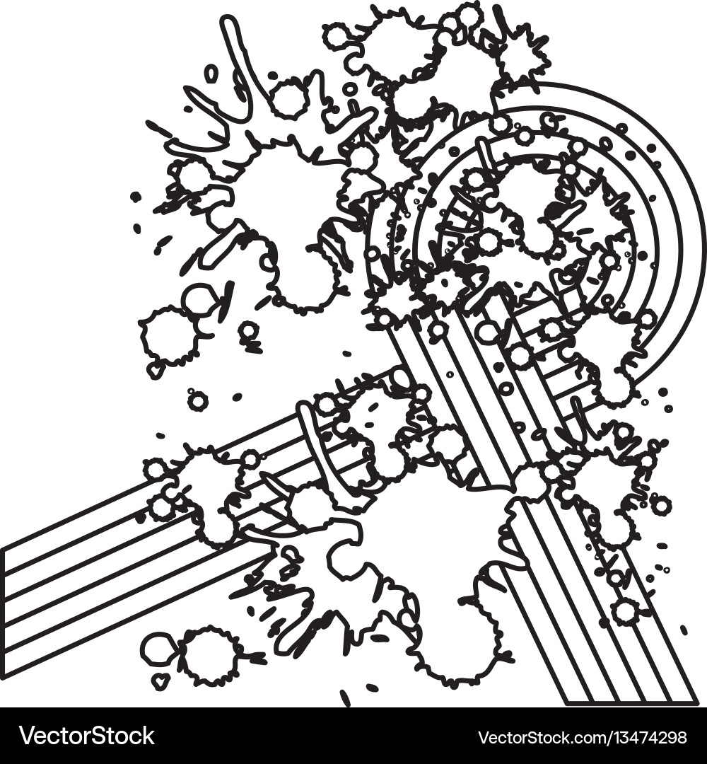 Silhouette abstract retro curved lines with splash Vector Image