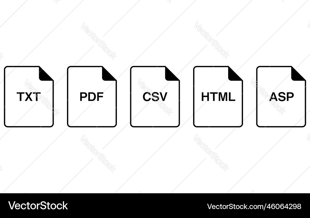 Simple icon set in file format Simple icon set in file format vector image