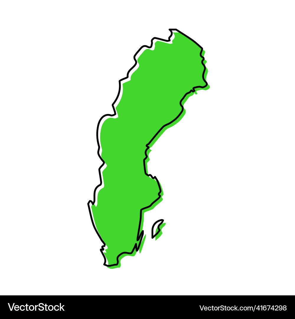 Simple outline map of sweden stylized line design Vector Image