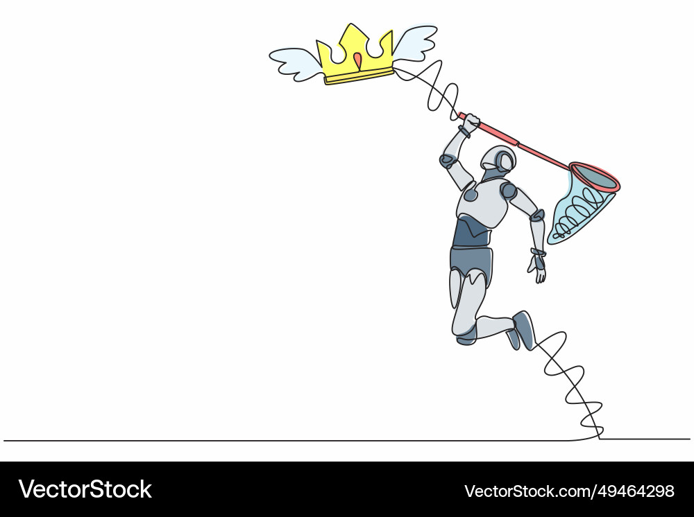Single continuous line drawing robot try Vector Image