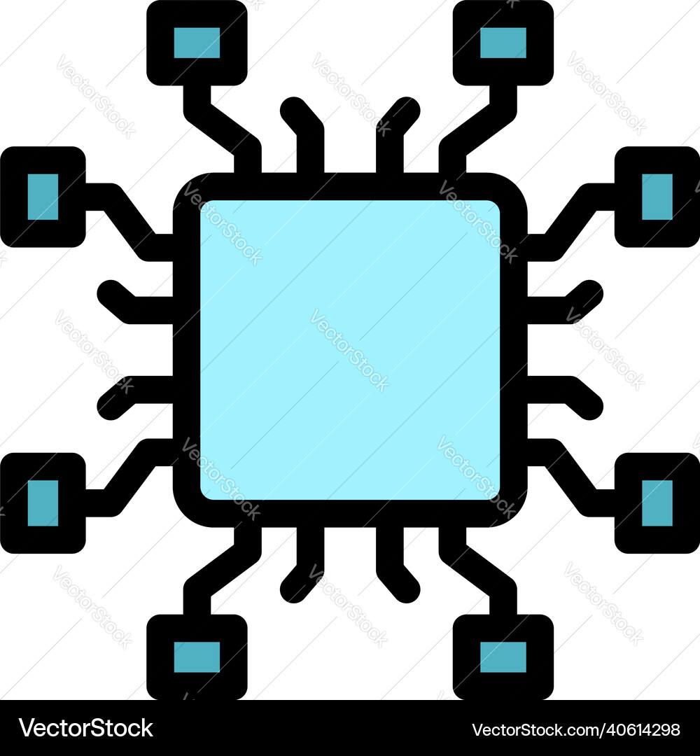 Smart processor icon color outline Smart processor icon color outline vector image