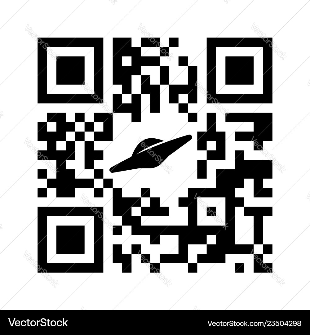 Smartphone readable qr code they exist with ufo Smartphone readable qr code they exist with ufo vector image