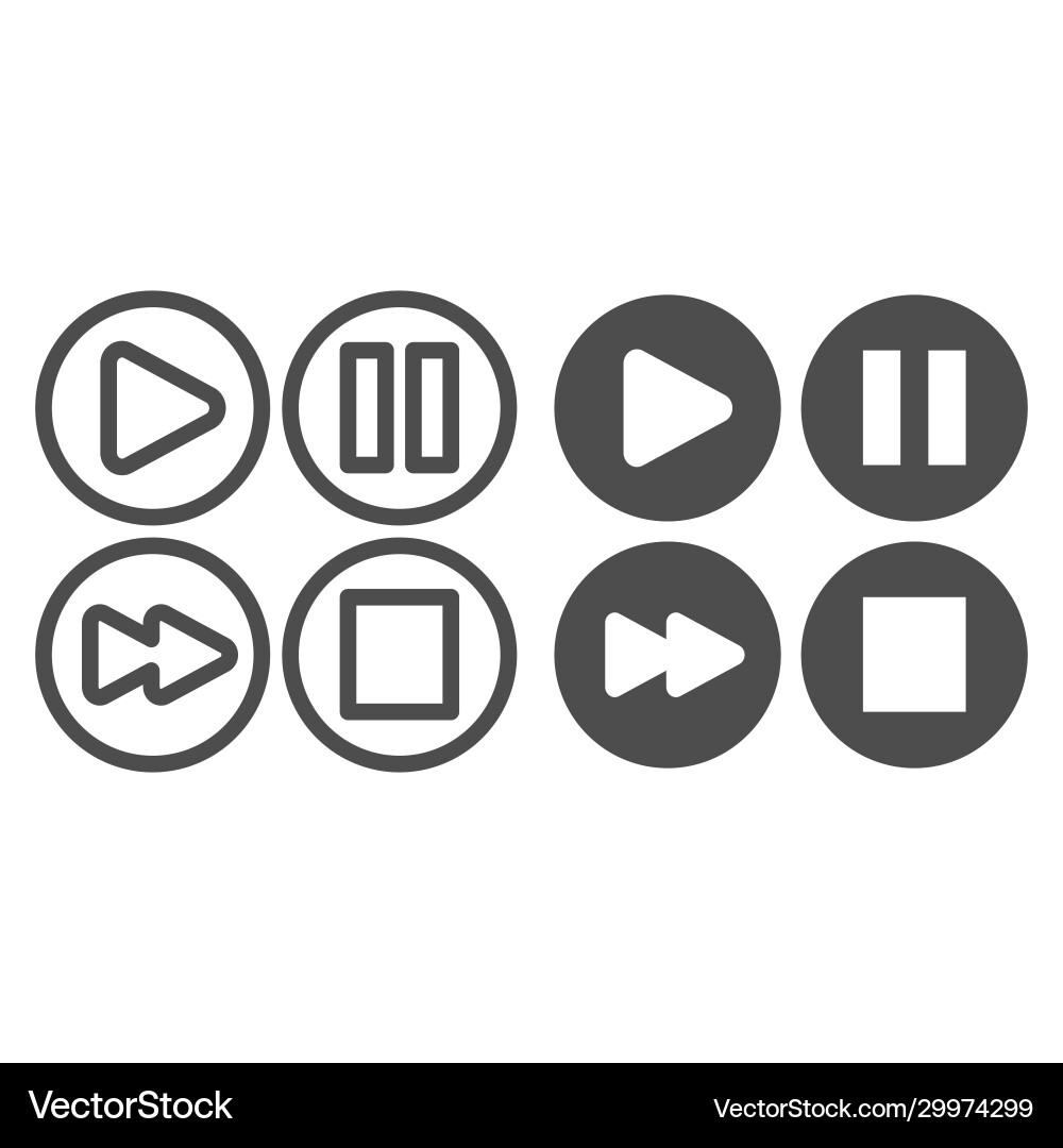 Audio or video player control buttons line Audio or video player control buttons line vector image