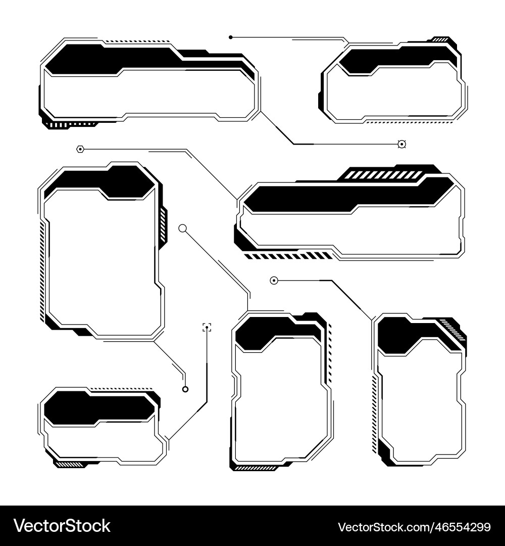 Black futuristic hud or ui elements sci-fi user Black futuristic hud or ui elements sci-fi user Vector Image