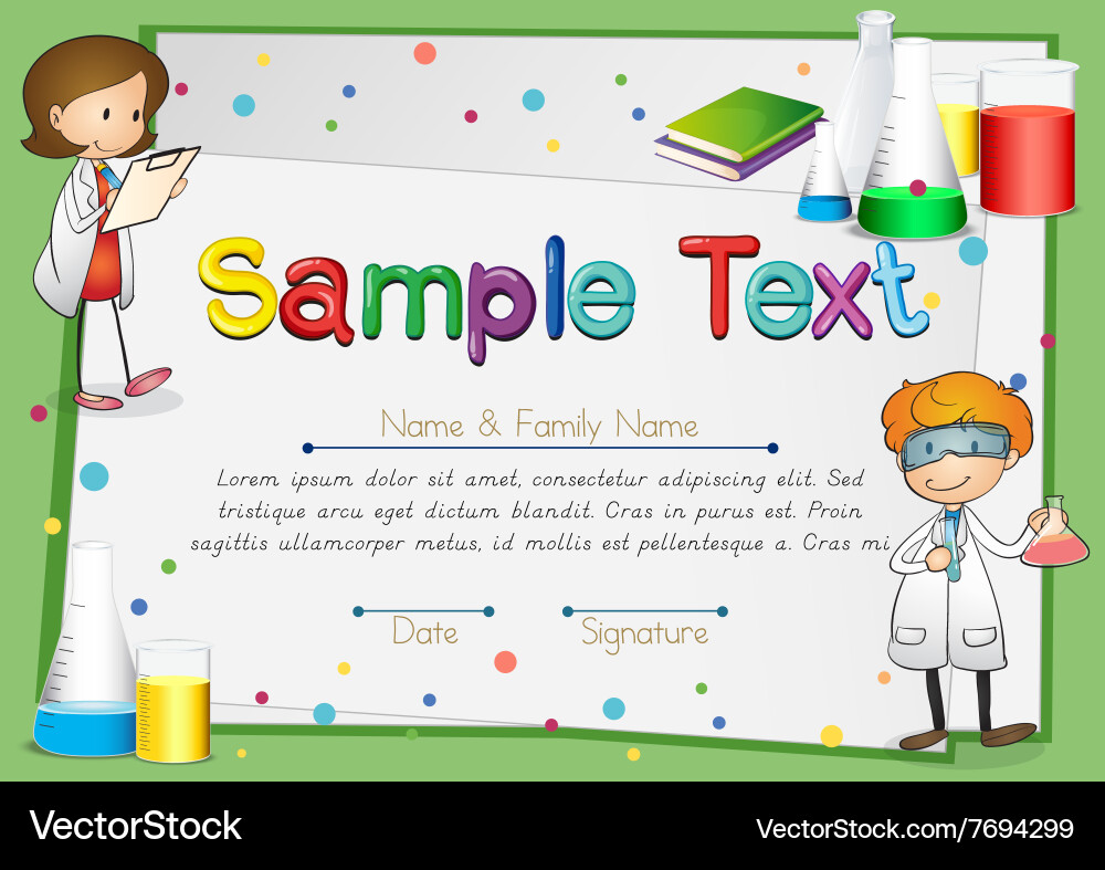 Certificate with scientists background Vector Image