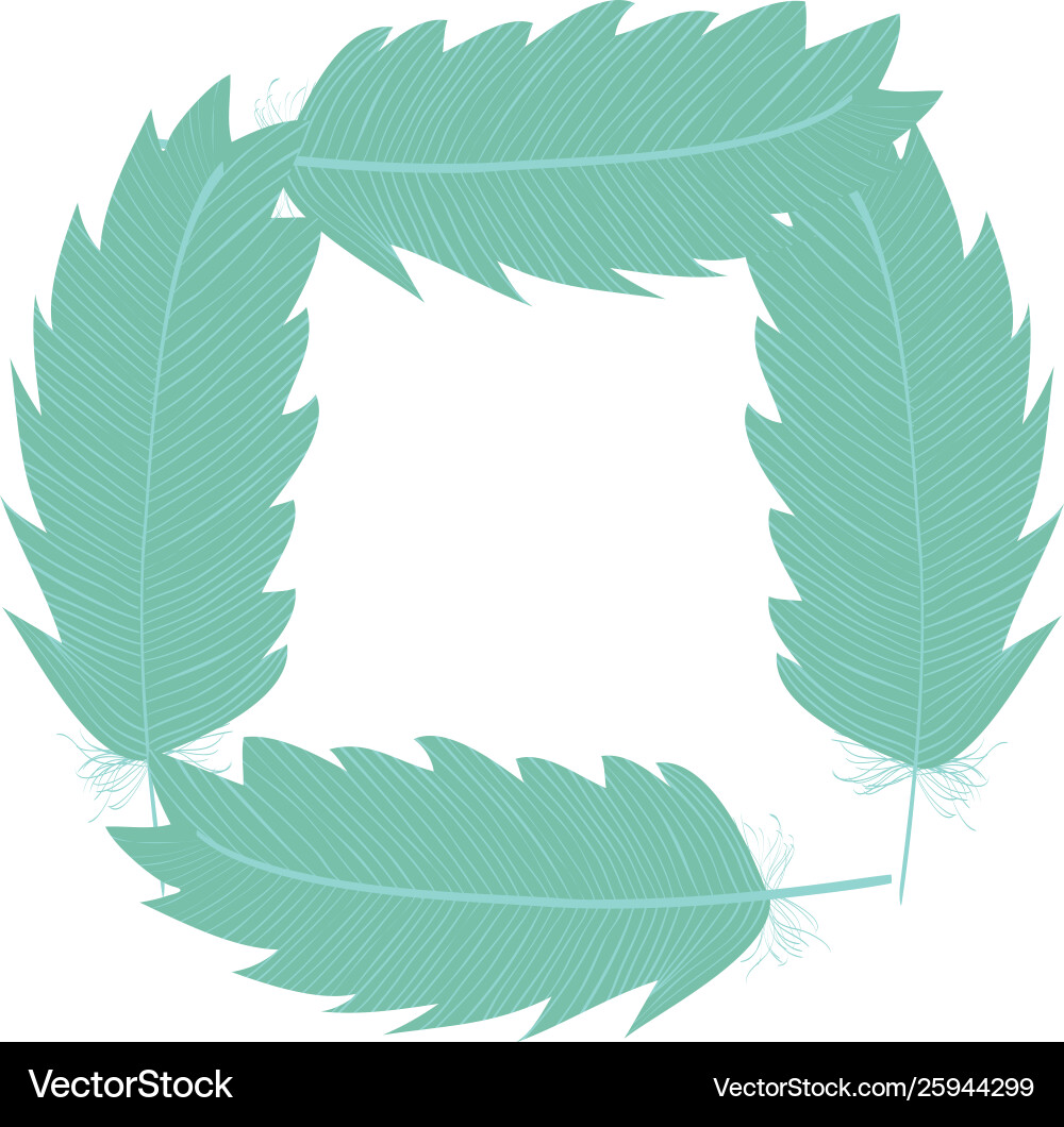 Circular bohemian frame with feathers vector image