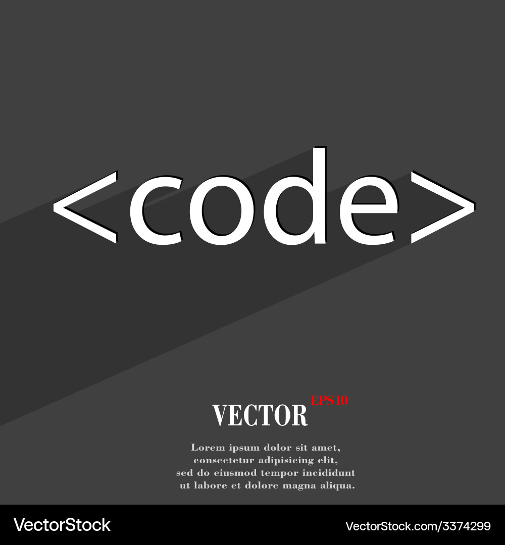 Code icon symbol flat modern web design with long Vector Image