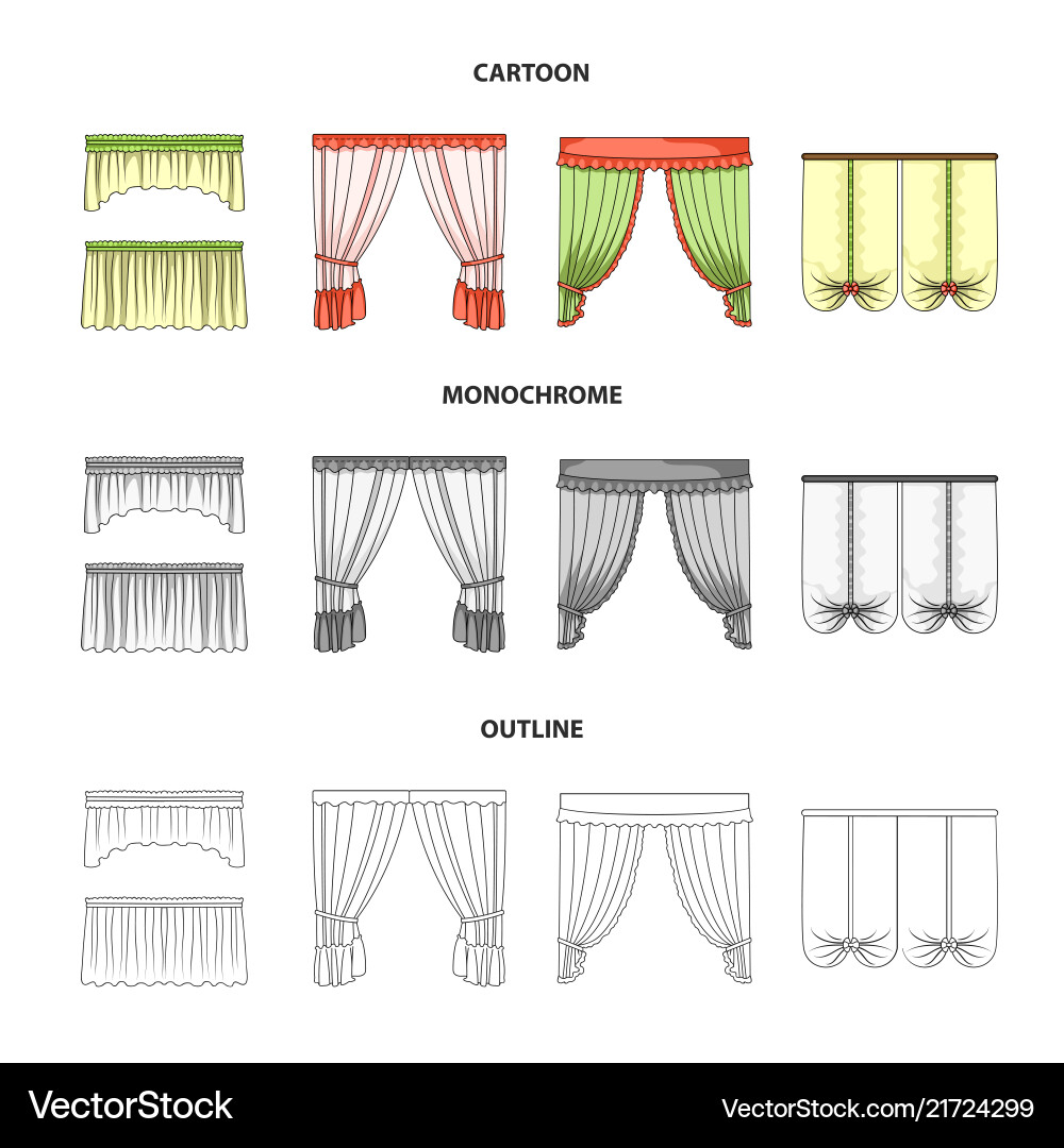 Different types of window curtainscurtains set Vector Image