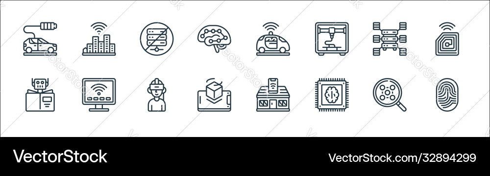 Emerging technology line icons linear set quality Vector Image