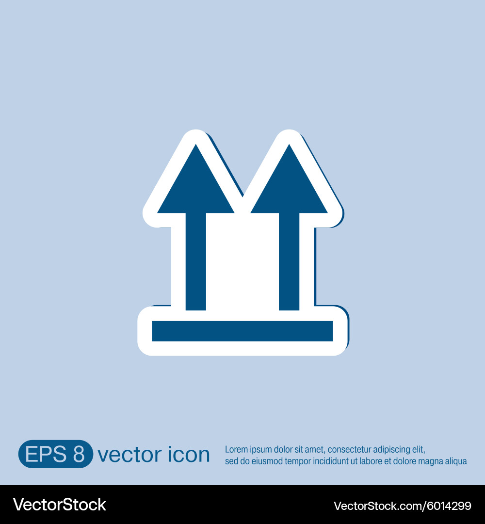 Fragile symbol arrow up logistic icon vector image