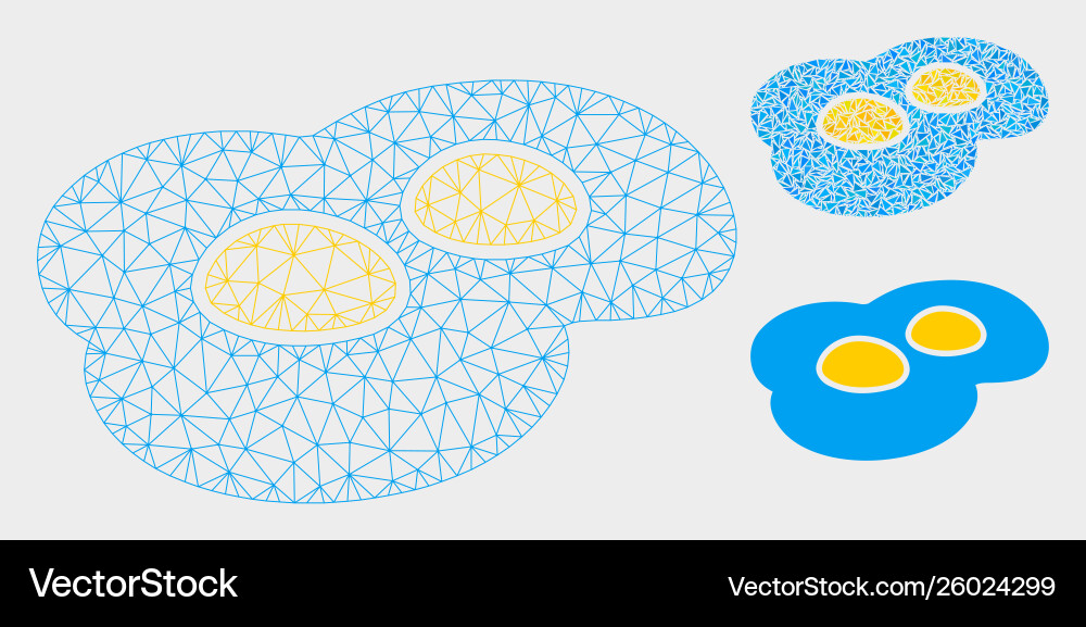 Fried eggs mesh network model and triangle Vector Image