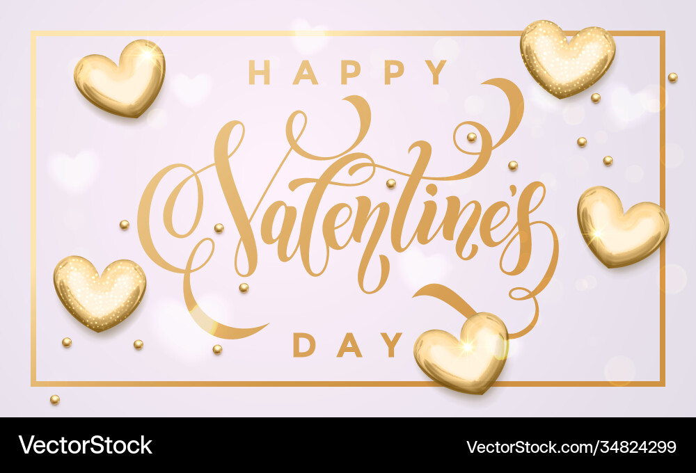 Glücklicher Valentinstag goldene Herzen Grußkarte Glücklicher Valentinstag goldene Herzen Grußkarte vektorbild