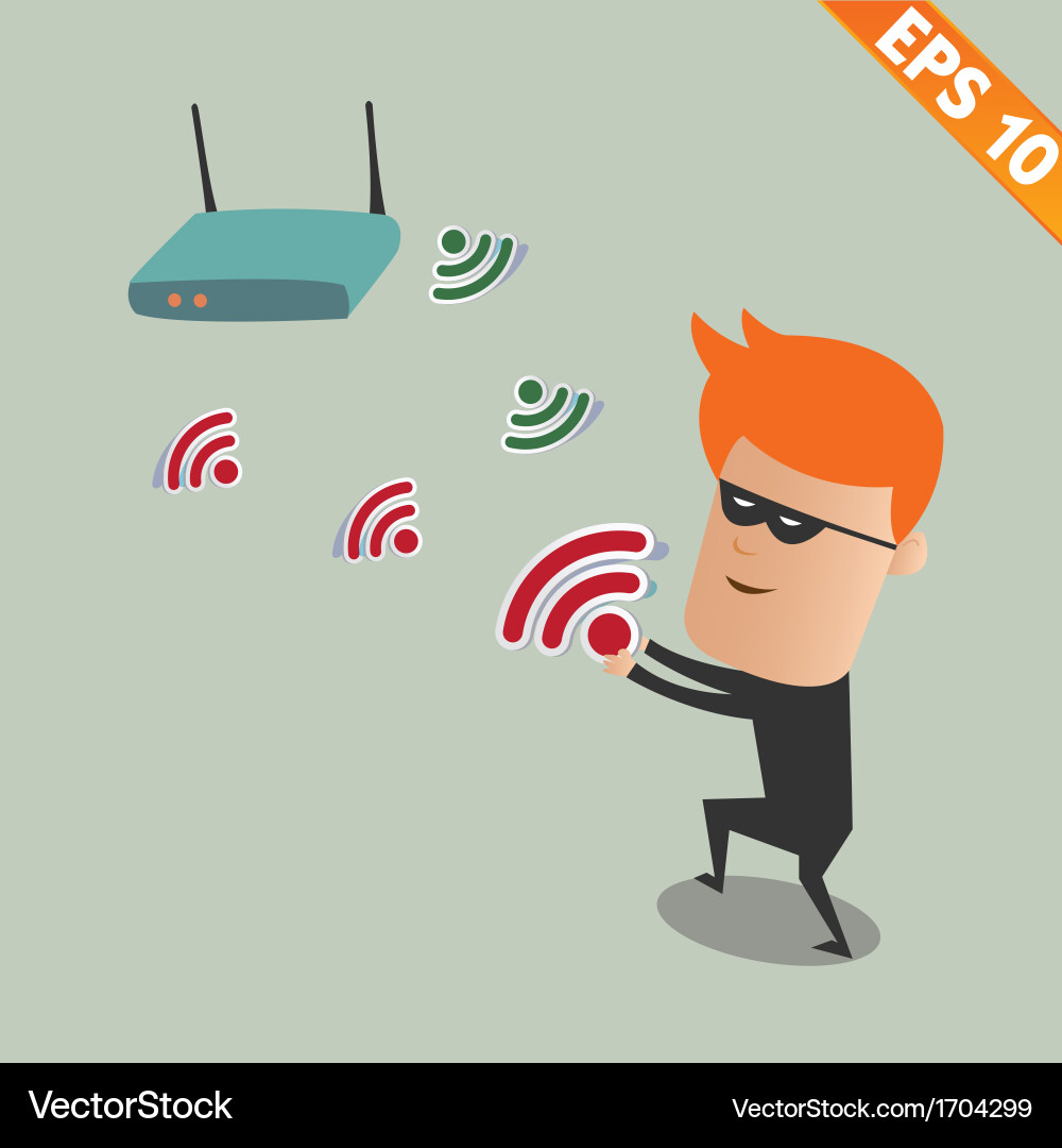 Hacker sniff wireless network - eps10 vector image