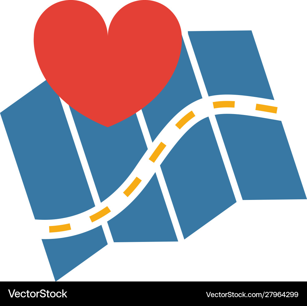 Honeymoon map icon simple flat element from vector image