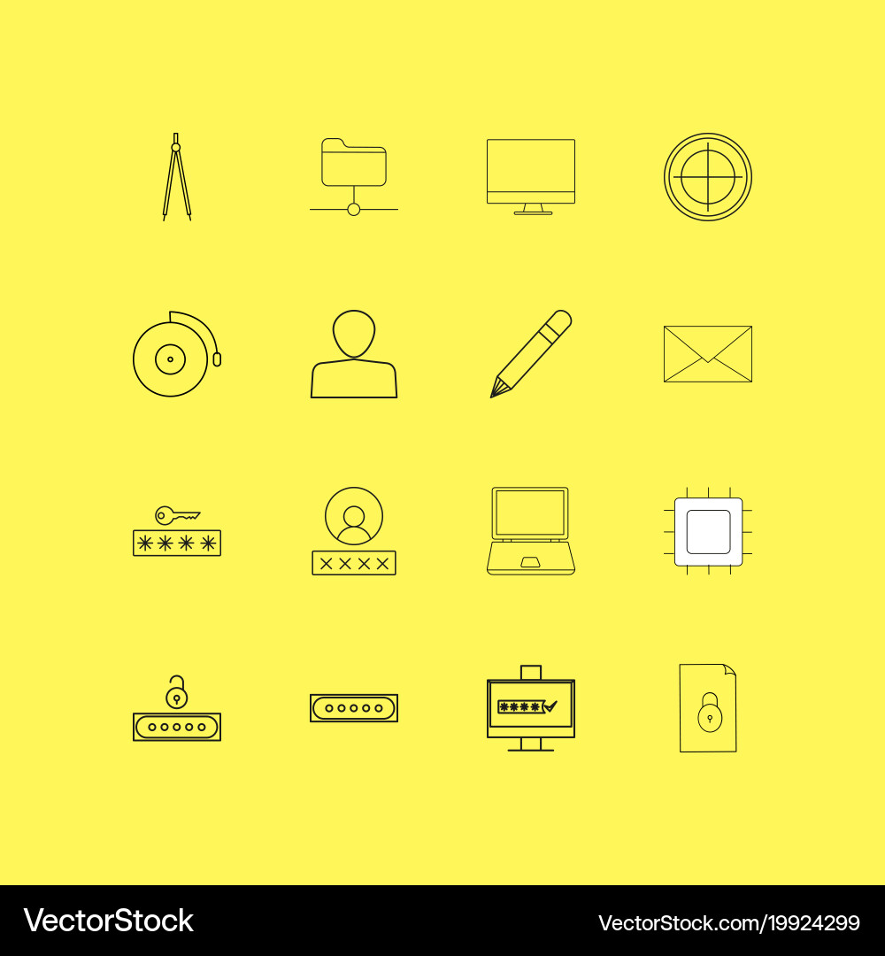 Internet technologies linear icon set simple vector image