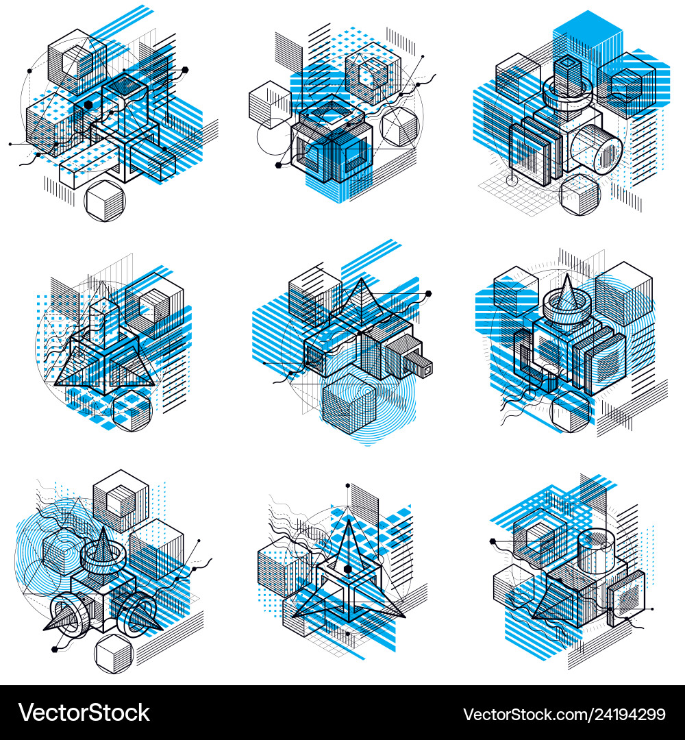 Isometric abstract backgrounds with lines Isometric abstract backgrounds with lines vector image