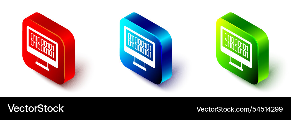 Isometric binary code icon isolated on white Isometric binary code icon isolated on white vector image