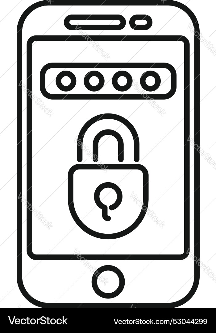 Mobile phone showing password protected screen Mobile phone showing password protected screen vector image