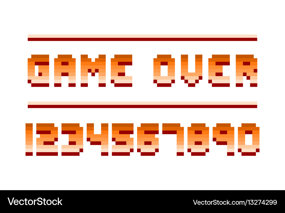 Pixel retro font computer game numbers design vector image