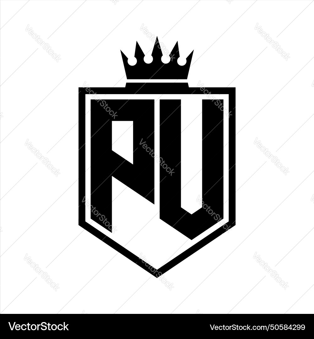 Pv logo monogram bold shield geometric shape Vector Image