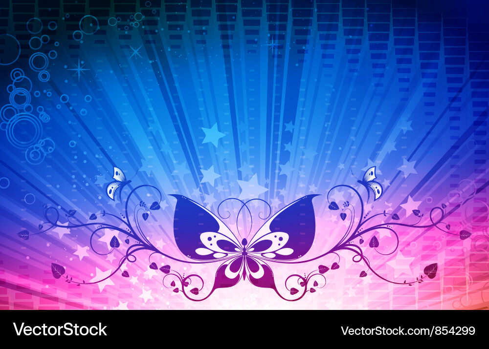 Radiant Starburst with Butterfly vector image