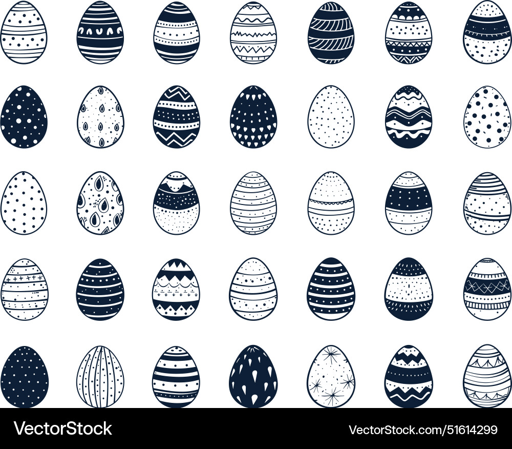 Set of easter eggs with various patterns Vector Image