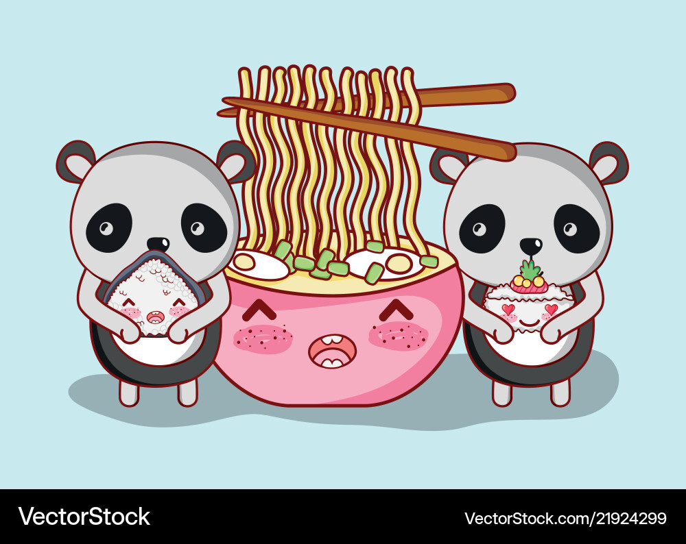 Sushi und Pandas kawaii Vektorbild