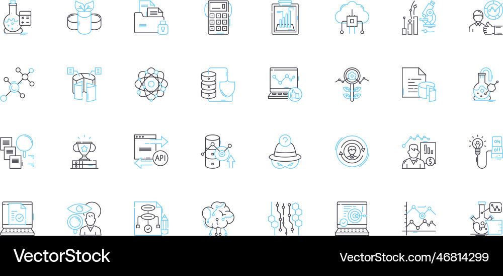 Testing and experimentation linear icons set Testing and experimentation linear icons set vector image