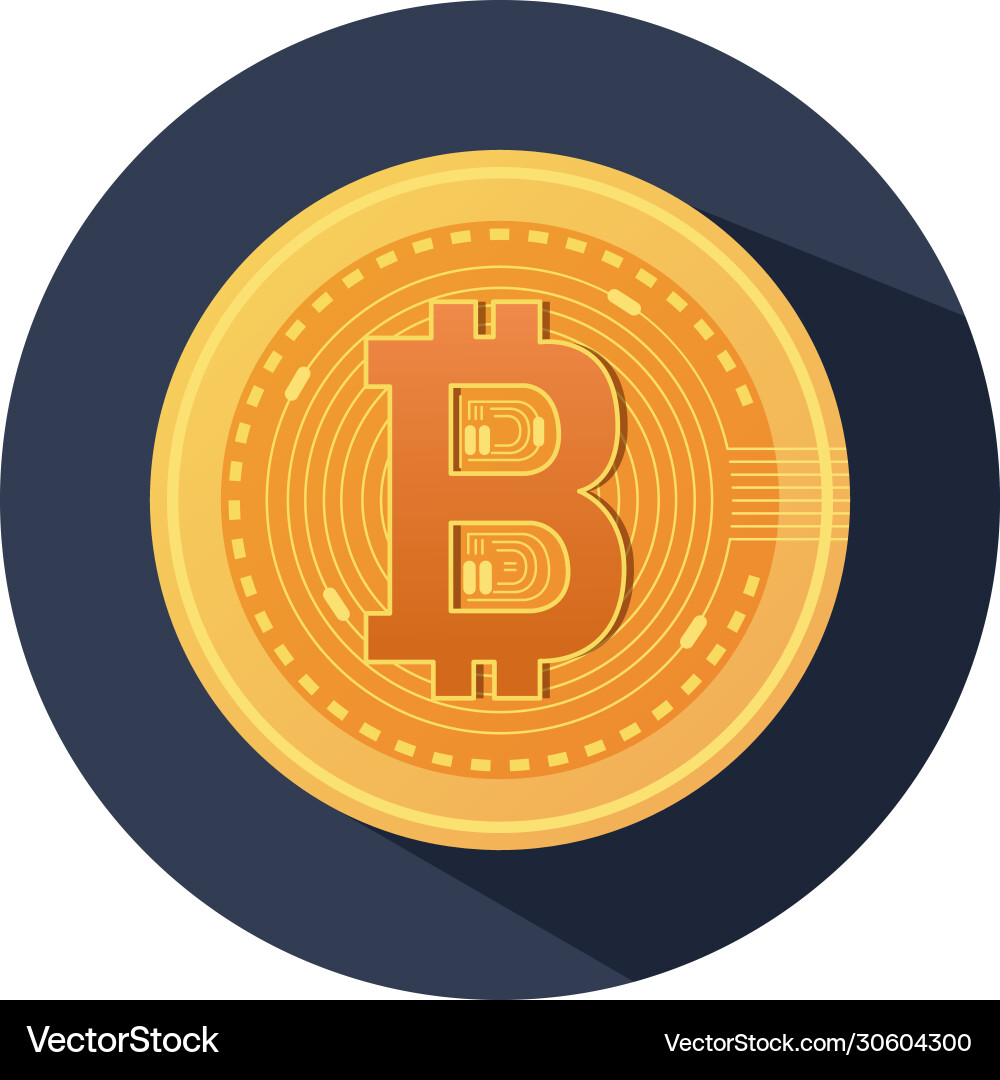 Bitcoin coin icon block detailed style Bitcoin coin icon block detailed style vector image