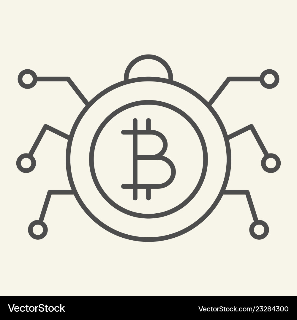 Bitcoin microchip thin line icon crypto chip Bitcoin microchip thin line icon crypto chip Vector Image