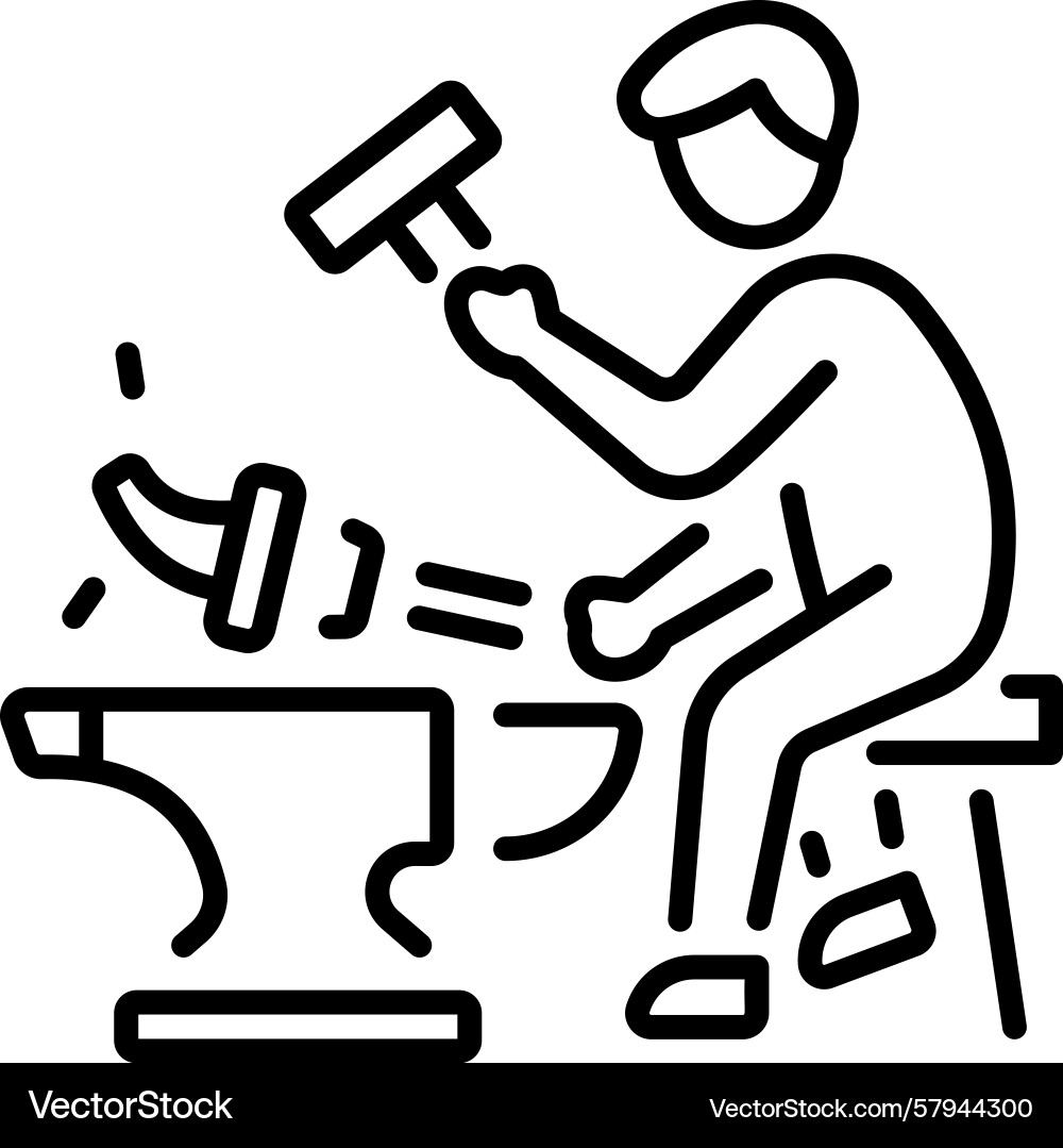 Blacksmithing Icon - Linear Style Vector Image