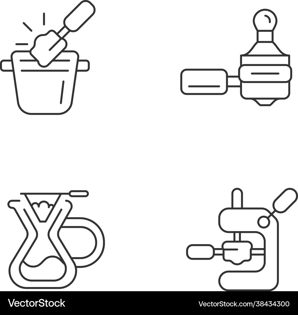 Coffee shop tools linear icons set Vector Image