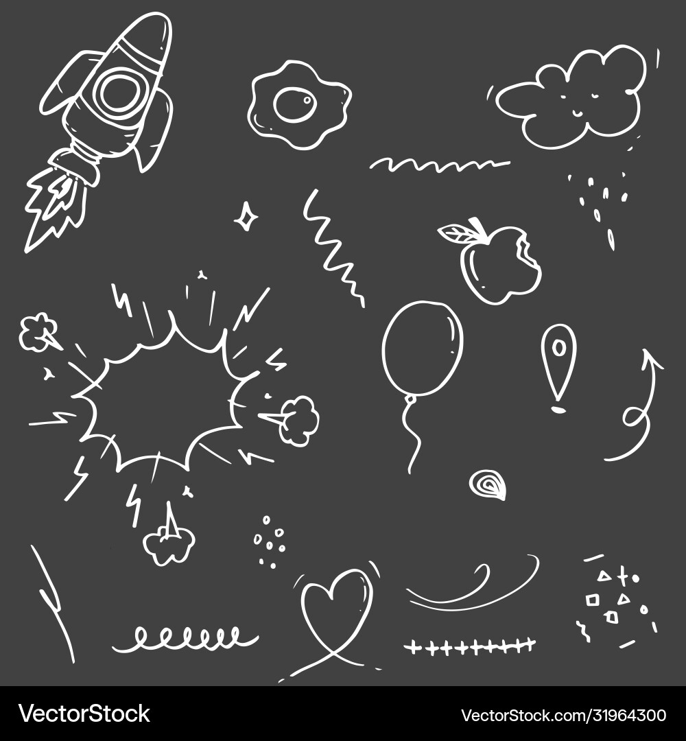 Doodle Set - Arrows, Hearts, & More Vector Image