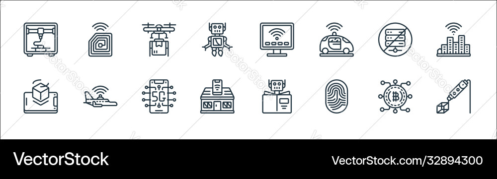 Emerging technology line icons linear set quality Emerging technology line icons linear set quality vector image