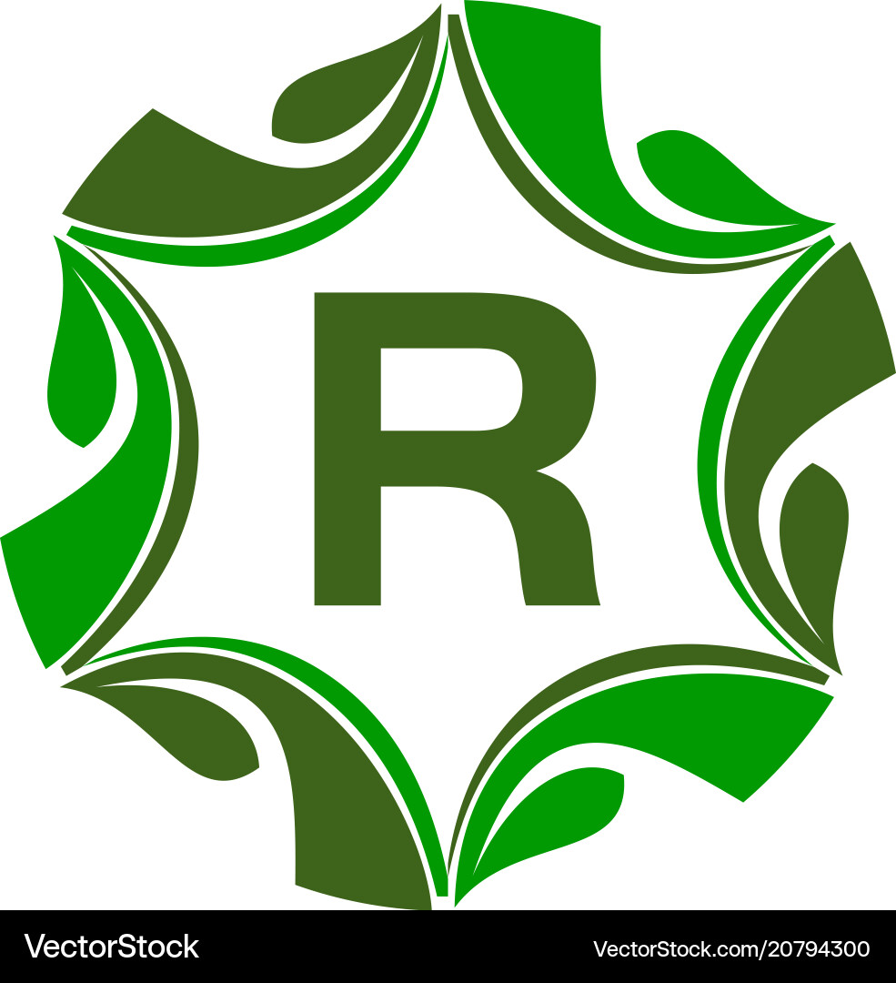 Green project solution center initial r Green project solution center initial r vector image