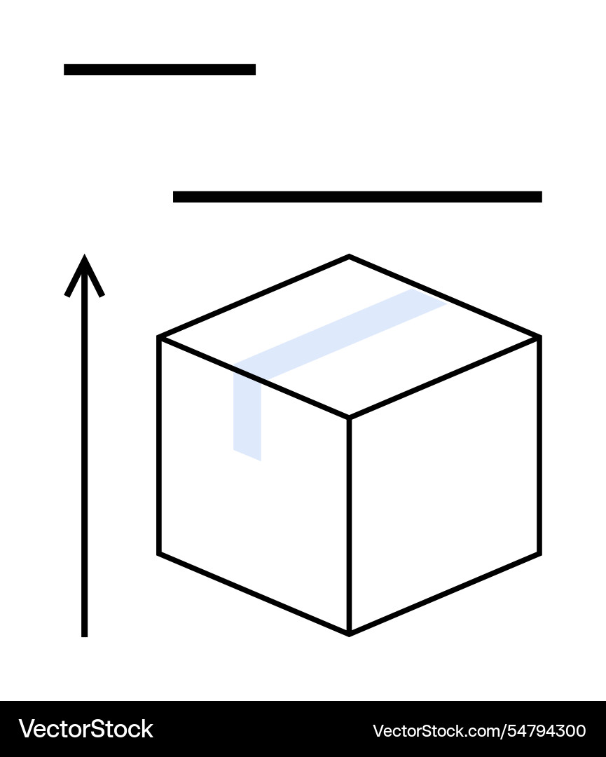 Minimalist box with arrow and lines Minimalist box with arrow and lines Vector Image