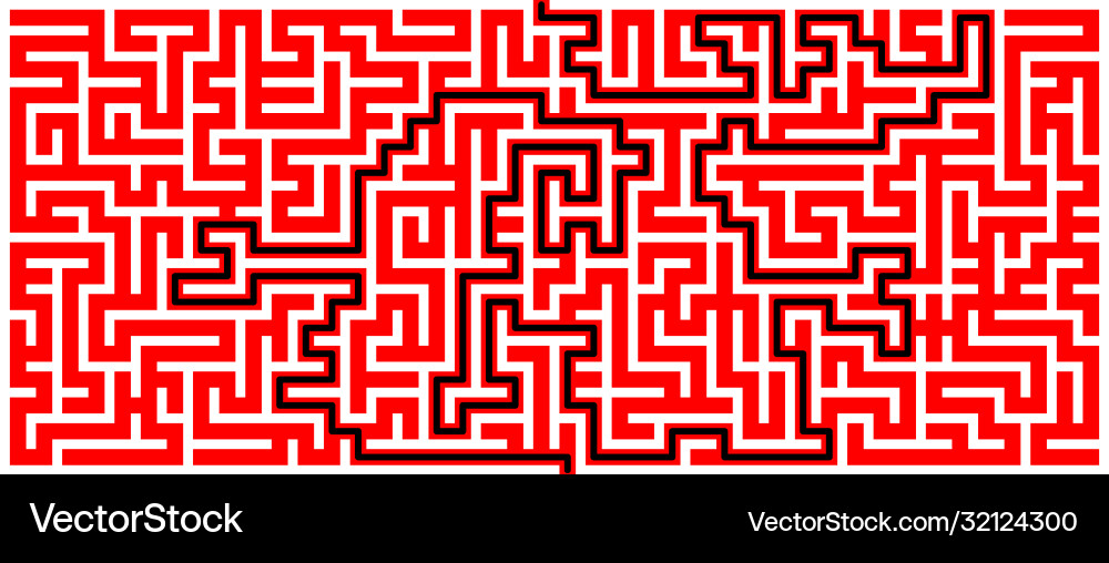 Panoramic maze with solution vector image
