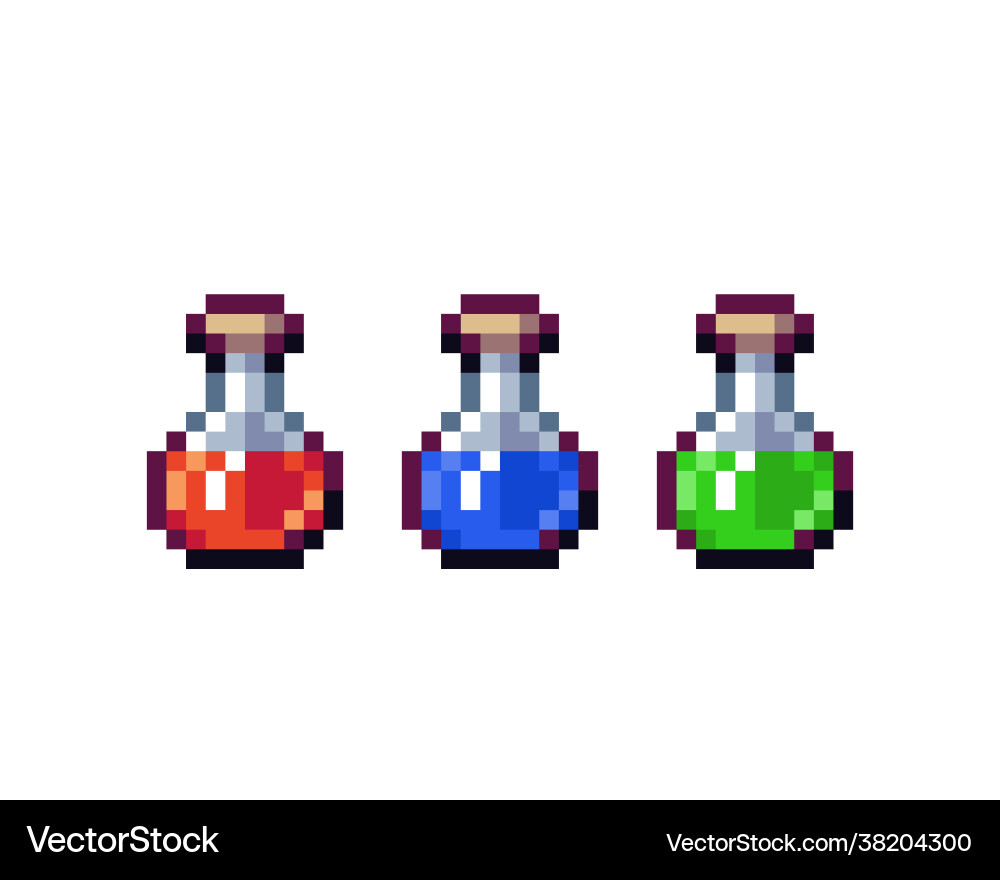 Pixel image potion bottle for 8 bit game assets vector image