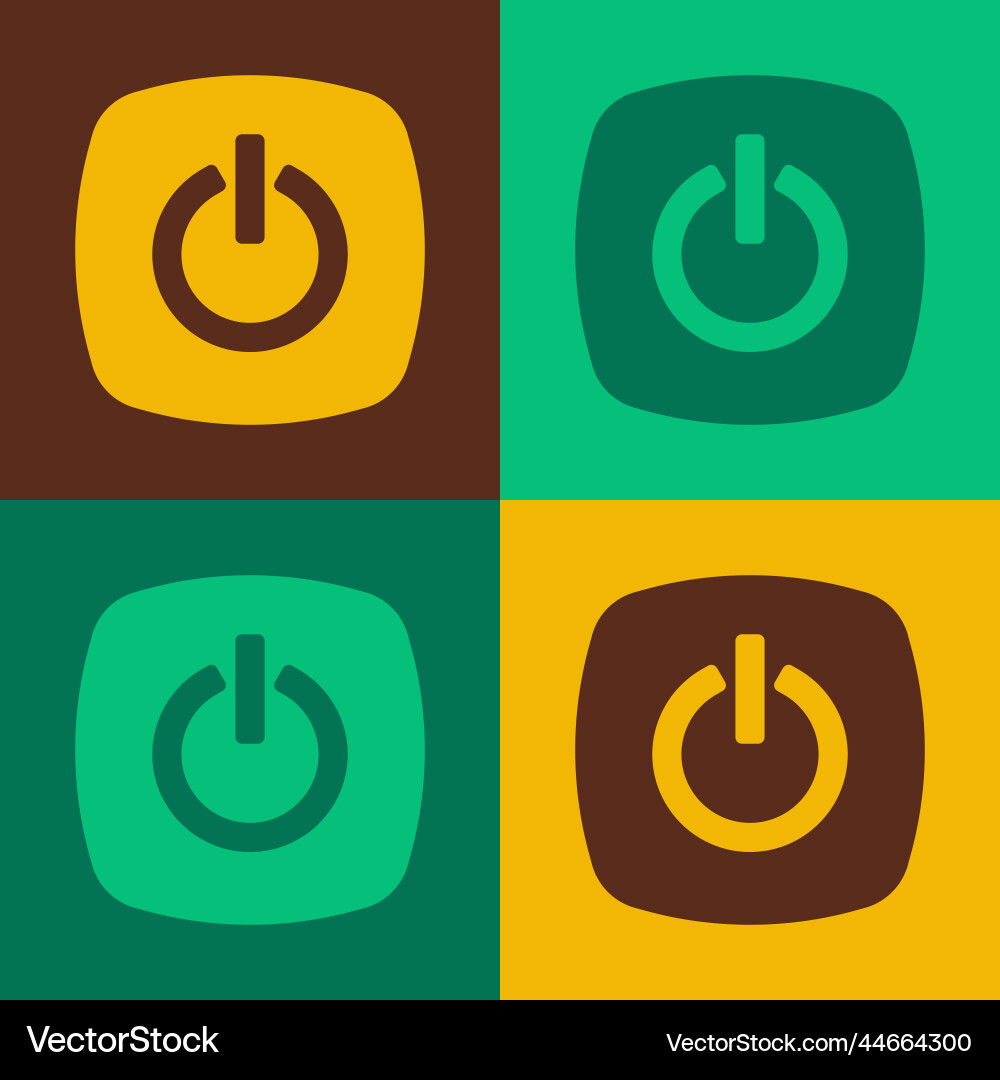 Pop art power button icon isolated on color Pop art power button icon isolated on color vector image
