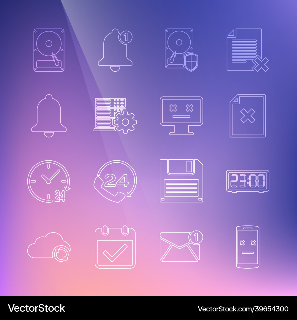 Set line dead mobile digital alarm clock delete Set line dead mobile digital alarm clock delete Vector Image