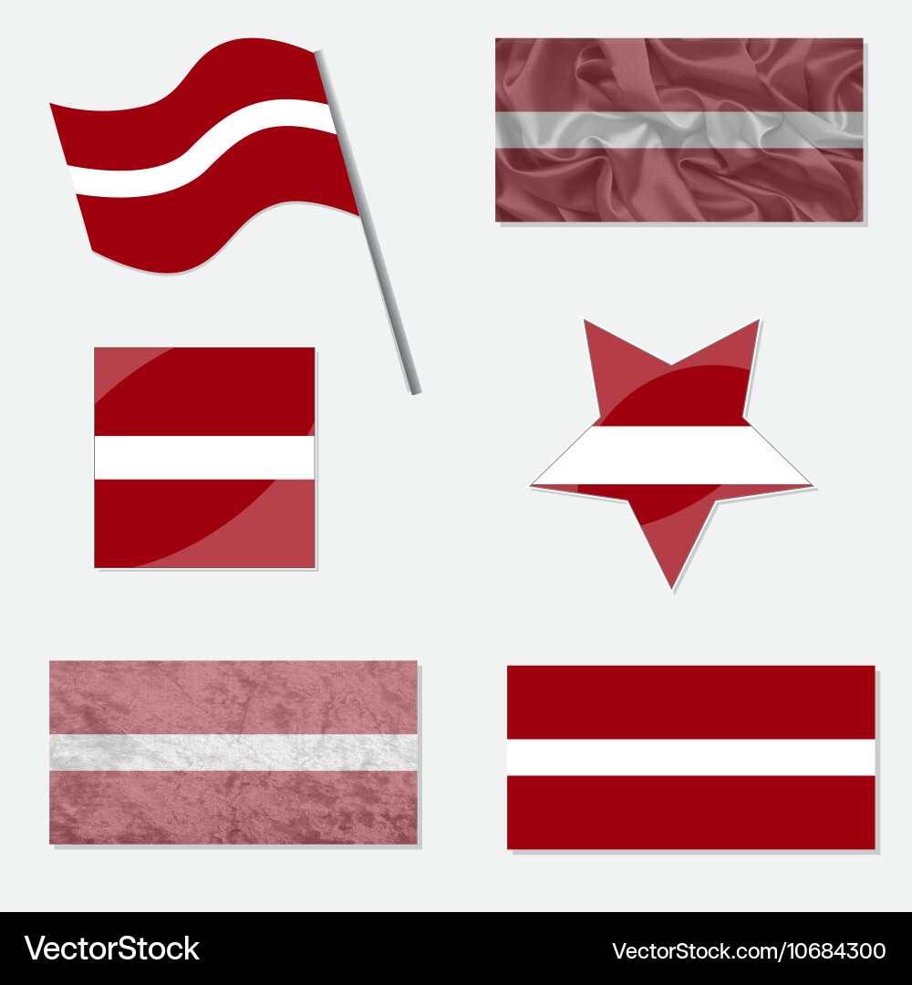 Set with flags of latvia vector image