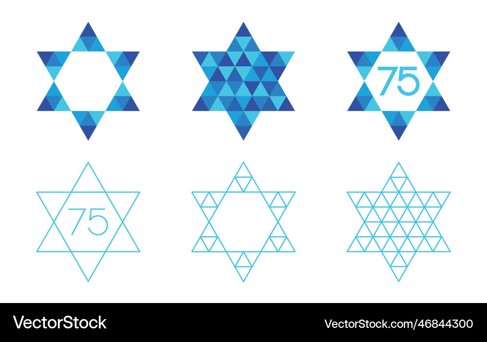 Star of david with a triangle mosaic pattern Star of david with a triangle mosaic pattern vector image