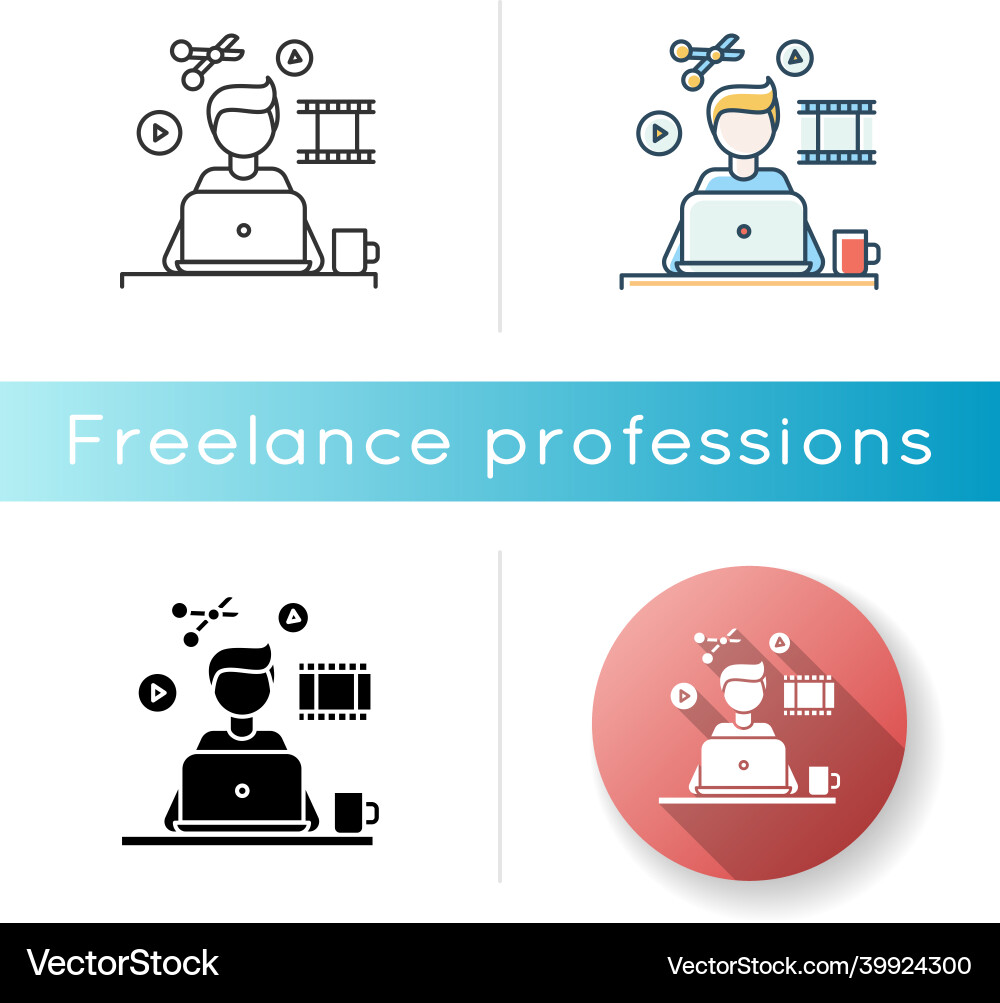 Video editor icon multimedia content creating vector image